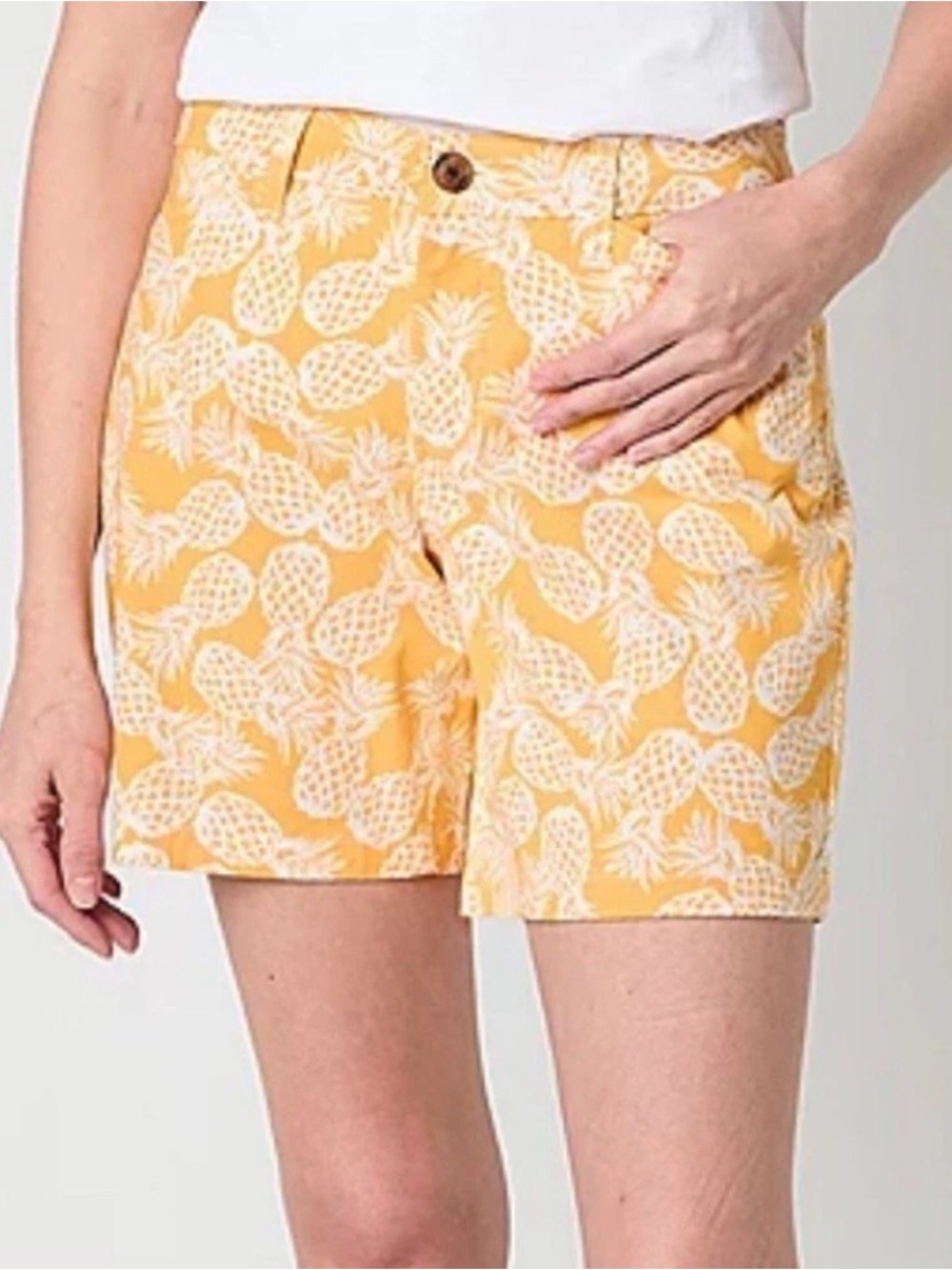 St. John's Bay Yellow Pineapple Print Bermuda Shorts